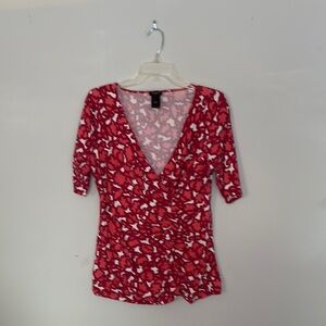 Ann Taylor Factory Red and White Floral Blouse